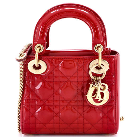 Christian Dior Mini Lady Dior Chain Bag Cannage Quilt Patent - Picture 1 of 5
